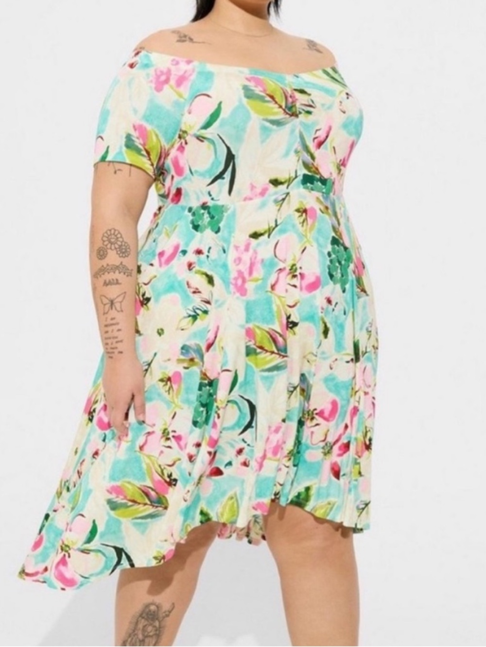 Torrid Mini Supersoft Off Shoulder Skater Dress